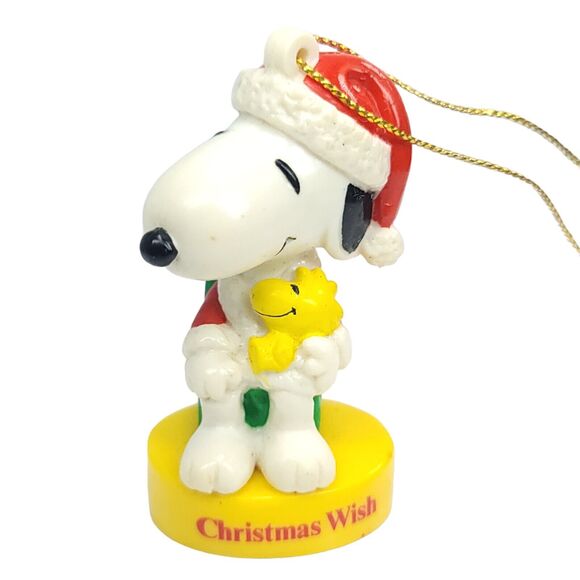 Vintage Snoopy as Santa for Woodstock Peanuts PVC Ornament Christmas Wish 90s - Picture 1 of 6